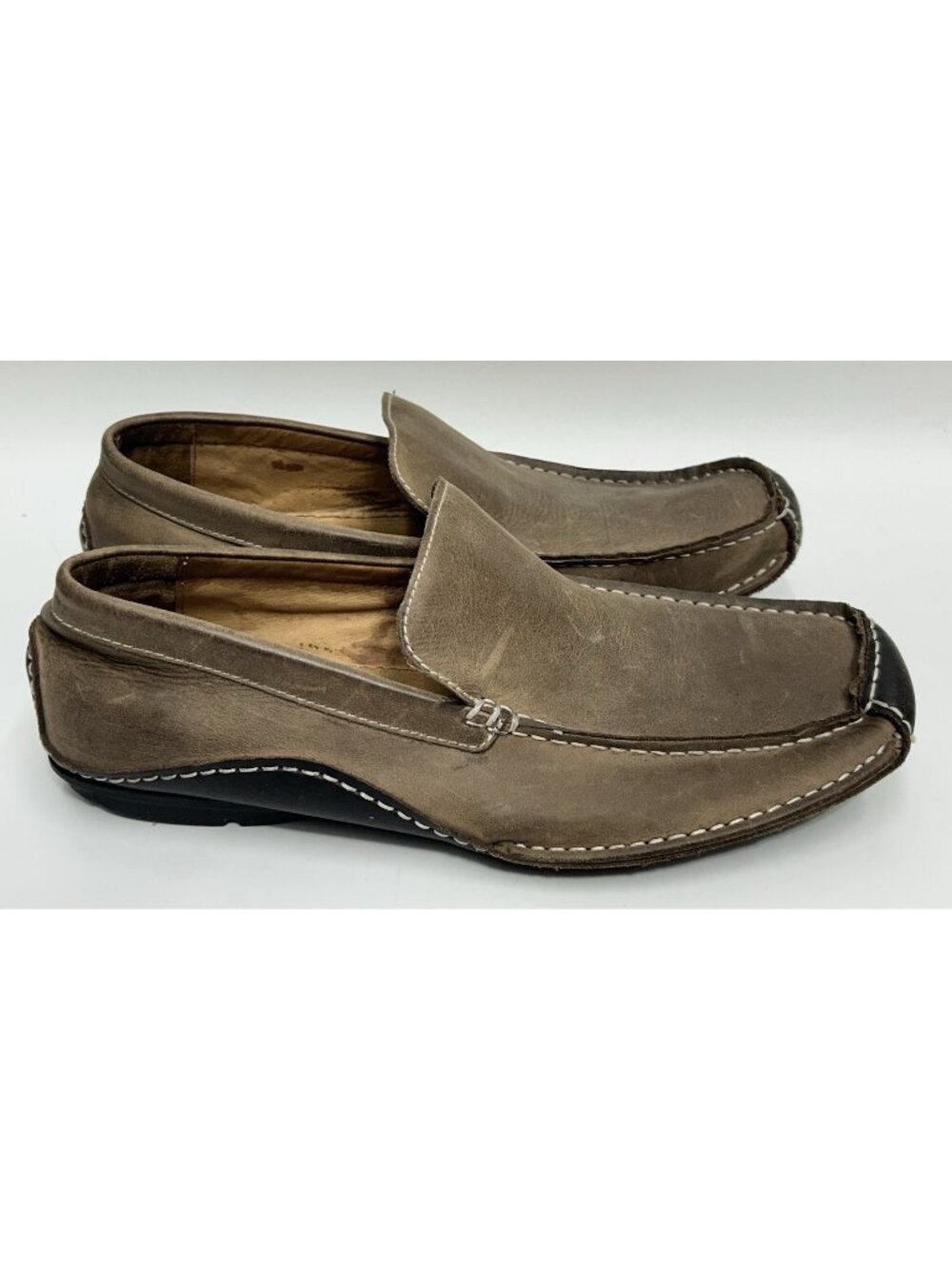 Steve Madden Novo Driving Loafer Shoes Size 10 Brown Leather Slip-On Moc Toe